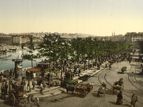 Quay des Celestins, the market of St. Antoine, Lyons, France