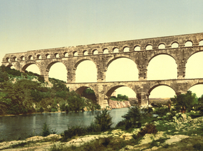 Roman bridge over the Gard, constructed by Agrippa, Nimes, France Roman bridge over the Gard, constructed by Agrippa, Nimes, France