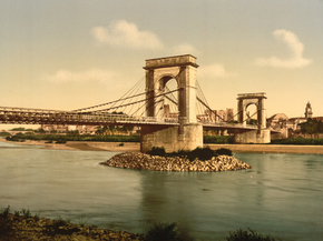 Suspension bridge over the Rhone, Avignon, Provence, France