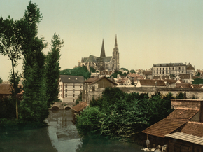 The Eure and new bridge, Chartres, France