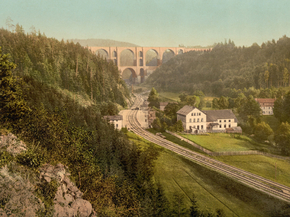 Elster Valley Bridge and the Barth Mill, Plauen, Saxony, Germany