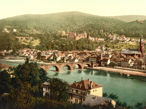 Heidelberg, seen from the Philosophenweg, Baden, Germany