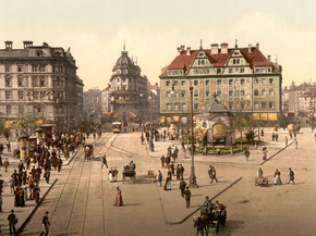 Munich from the Carlsthor, towards Central R. R. Station, Bavaria, Germany