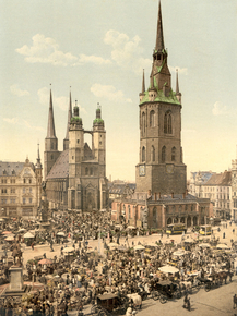 The market place, Halle, German Saxony, Germany