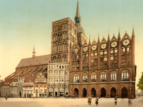 Town hall and St. Nicholas Church, Stralsund, Pomerania, Germany