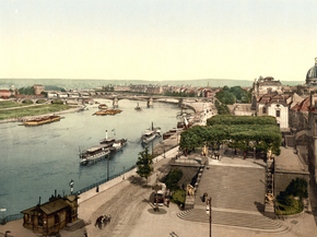View of the Elbe and Bruhlsche Terrace, Altstadt, Dresden, Saxony, Germany