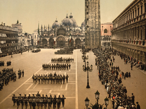 Military review in St. Mark's Place, Venice, Italy