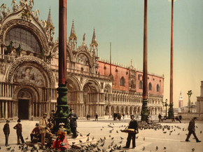 Pigeons in St. Mark's Place, Venice, Italy