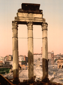 Ruins of Temple of Castor and Pollux, Rome, Italy