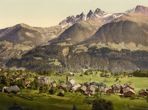 Champery, general view, Valais, Alps of, Switzerland