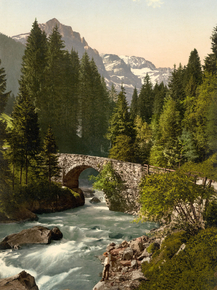 Champery, Moulins Bridge, Valais, Alps of, Switzerland