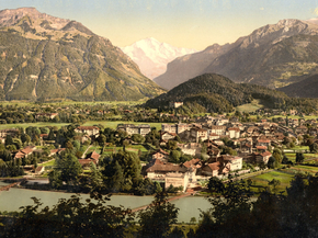 Interlaken, and the Jungfrau, general view, Bernese Oberland, Switzerland
