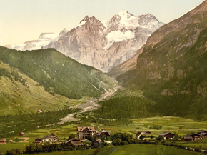 Kandersteg, Hotel Victoria and Blumlisalp, Bernese Oberland, Switzerland