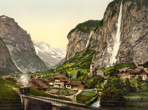 Lauterbrunnen Valley, Staubbach and Jungfrau, Bernese Oberland, Switzerland Lauterbrunnen Valley, Staubbach and Jungfrau, Bernese Oberland, Switzerland