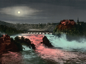 The Falls of the Rhine, by Bengal Light, Schaffhausen, Switzerland