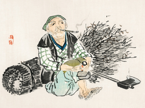 Байрэй, Коно - Smoking farmer with branches