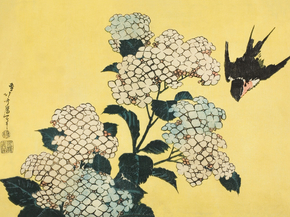 Кацусика Хокусай - Hydrangea and Swallow