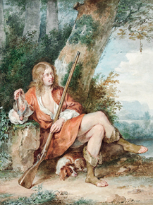 Aert Schouman - Resting hunter with musket | Аерт Шоуман