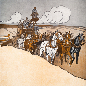 Edward Penfield - Harvesting Wheat in the West | Эдвард Пенфилд