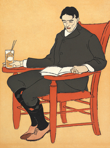 Edward Penfield - Man sitting in a chair during | Эдвард Пенфилд