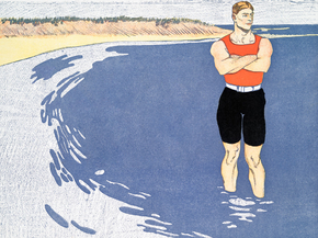 Edward Penfield - Man standing in the sea | Эдвард Пенфилд