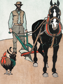 Edward Penfield - Man with Rooster and Horse | Эдвард Пенфилд