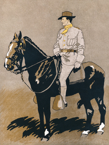 Edward Penfield - Soldier riding a horse | Эдвард Пенфилд