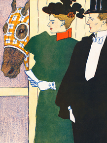 Edward Penfield - Woman holding a horse racing ticket | Эдвард Пенфилд