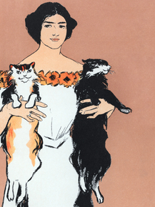 Edward Penfield - Woman holding cats | Эдвард Пенфилд