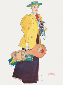 Edward Penfield - Woman holding dog and stuffs | Эдвард Пенфилд