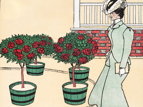 Edward Penfield - Woman in rose garden | Эдвард Пенфилд