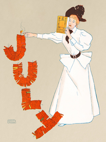 Edward Penfield - Woman lighting up firecrackers | Эдвард Пенфилд