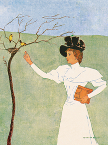 Edward Penfield - Woman reaching for birds | Эдвард Пенфилд