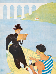 Edward Penfield - Woman reading in a row boat | Эдвард Пенфилд