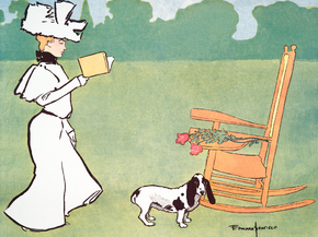 Edward Penfield - Woman reading in the garden | Эдвард Пенфилд