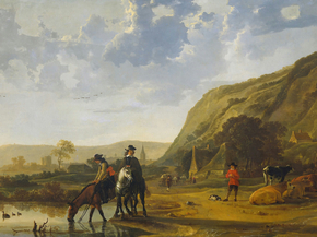 Aelbrecht Cuyp - River Landscape with Riders | Альберт Кёйп