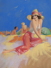 Rolf Armstrong - Bathing Beauty in Sun Hat | Рольф Армстронг