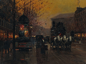Edouard Leon Cortes | Эдуард Леон Кортес - Бульвар ла Мадлен вечером