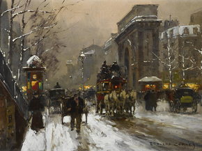 Edouard Leon Cortes | Эдуард Леон Кортес - Ворота Сен-Мартен под снегом