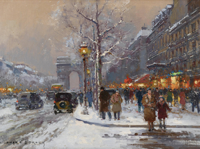 Edouard Leon Cortes | Эдуард Леон Кортес - Елисейские поля зимой