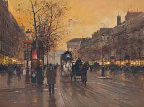 Edouard Leon Cortes | Эдуард Леон Кортес - Закат на бульваре ла Мадлен