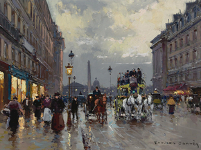 Edouard Leon Cortes | Эдуард Леон Кортес - Площадь Конкорд вечером