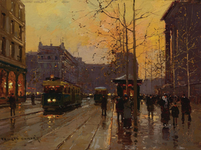 Edouard Leon Cortes | Эдуард Леон Кортес - Площадь ла Мадлен вечером