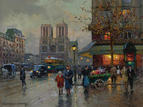 Edouard Leon Cortes | Эдуард Леон Кортес - Площадь Сен-Мишель, Нотр-Дам