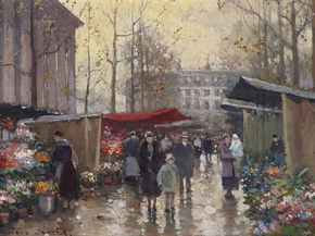 Edouard Leon Cortes | Эдуард Леон Кортес - Цветочный рынок на площади Мадлен