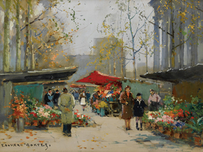 Edouard Leon Cortes | Эдуард Леон Кортес - Цветочный рынок у церкви Мадлен