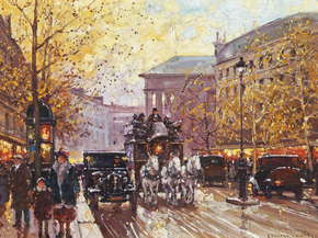 Edouard Leon Cortes | Эдуард Леон Кортес - Шумная улица перед ла Мадлен