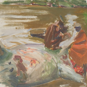 Axel Waldemar Gallen - Skinning a hippopotamus | Аксели Галлен-Каллела