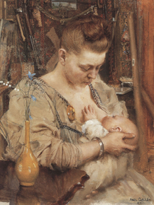Axel Waldemar Gallen - Madonna-Mary Gallen stillt Marjatta, 1891