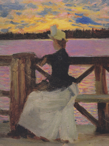 Axel Waldemar Gallen - Marie Gallen at the Kuhmoniemi-bridge, 1890